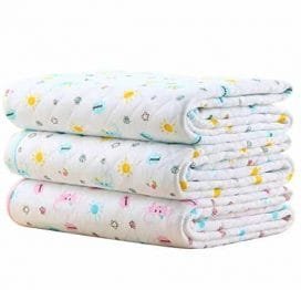 Baby Infant Wasserdicht Matte Wickelauflage – Ökologische Baumwolle Atmungsaktiv Wiederverwendbar Matratze Pad Packung Mit 3 (L (70 X 105 Cm)) für gesunde Babys