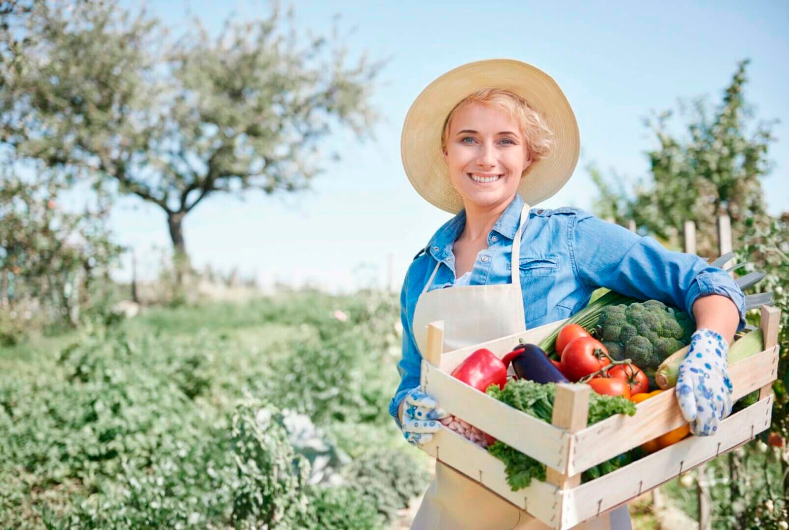 Proud woman on her organic farm