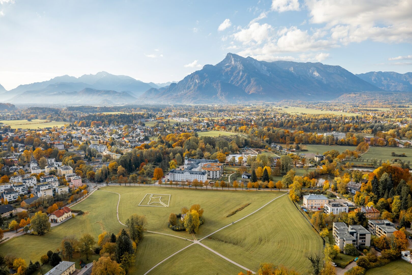 Landscape view on surroundings of Salzburg city