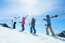 Family on skiing holiday, Hintertux, Tirol, Austria