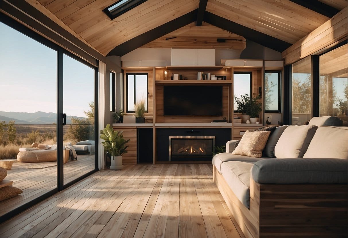 A modern, eco-friendly mobile home design with innovative technology and space-maximizing concepts