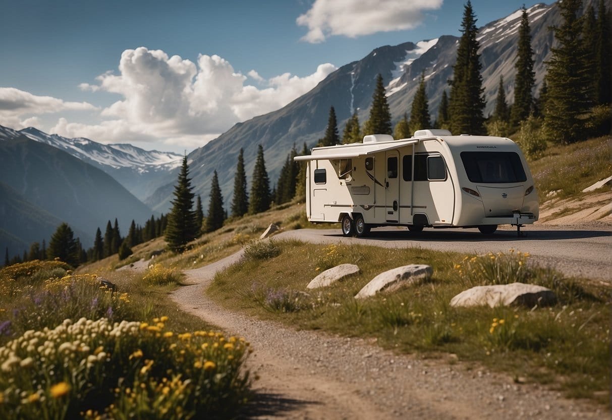 Create sustainable mobile home travel routes: illustrate scenic roads, eco-friendly campsites, and natural landmarks for tourists