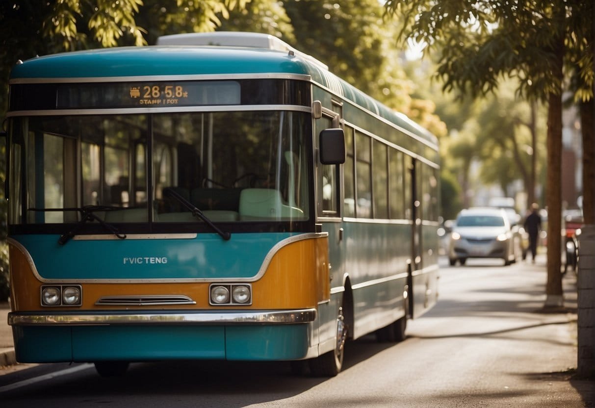 Create sustainable travel routes for local businesses. Illustrate a mobile home on a scenic road, passing by local shops and eco-friendly attractions