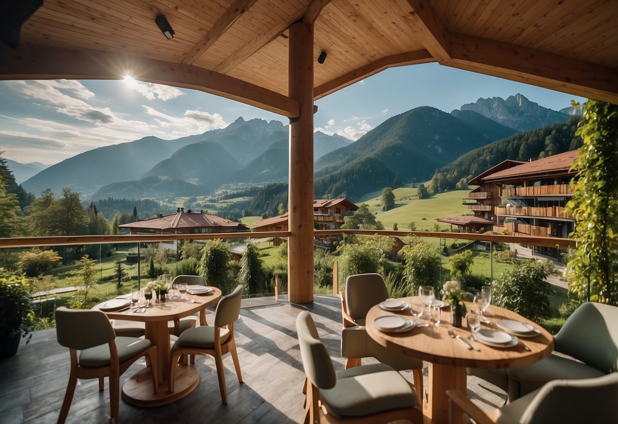 A sustainable vegan bio hotel in Austria with eco-friendly cuisine, surrounded by lush greenery and mountains