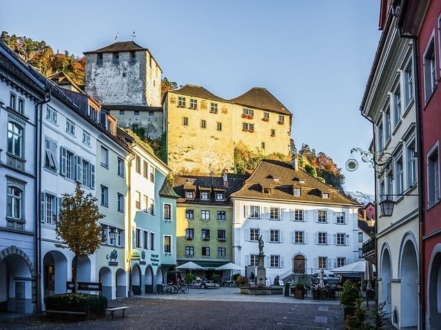 castle, building, road