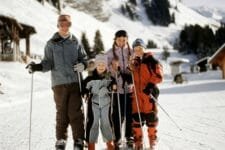 Family on skiing vacation