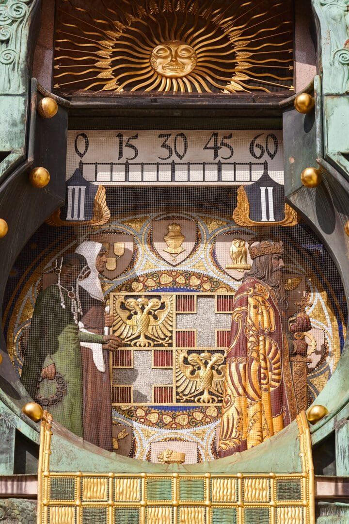 Viena city center historic landmark. Traditional Anker calendar detail. Austria